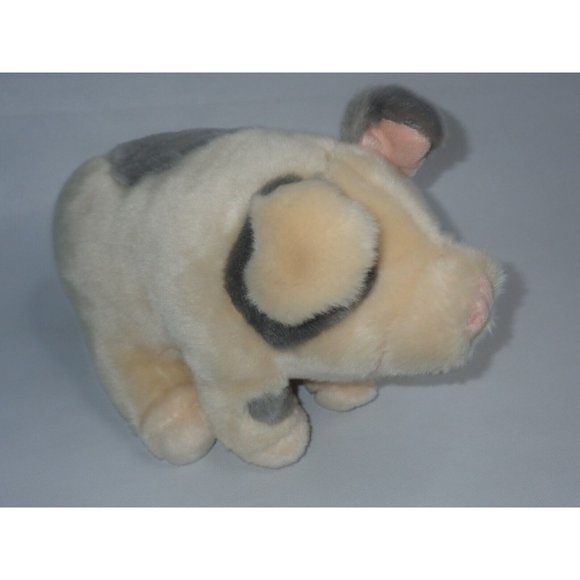Toys R Us Pig Plush Stuffed Animal Peach Pink Grey Spots Piglet Realistic‎ 12" - Picture 3 of 6
